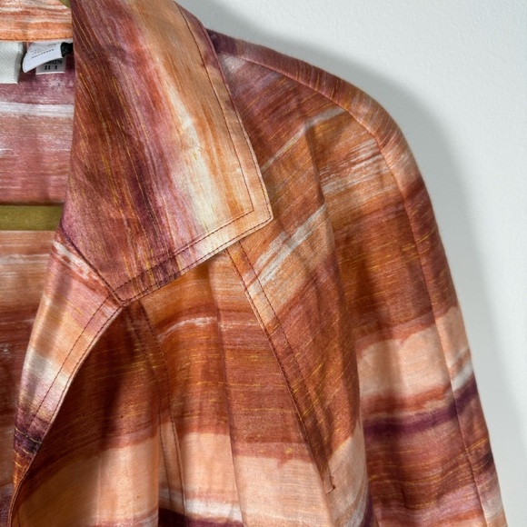 Chico's Linen Gold Stitch Sunset Hue Lightweight Cardigan Jacket Size L - Picture 2 of 8